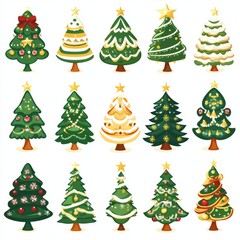 drawing of colorful christmas trees on white background, graphic design, illustration, wallpaper, background