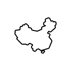 china country map black line border vector icon illustration