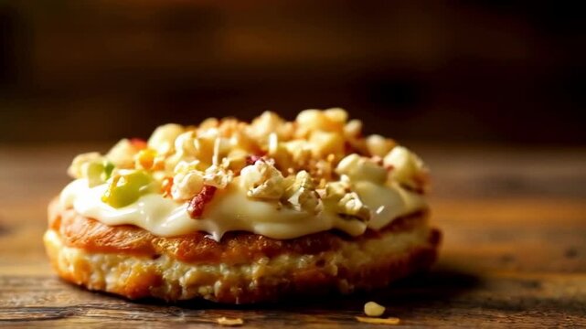Close-up of Crunchy Nut Toppings on Pastry with Crossfade