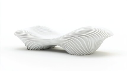 Abstract White Bench with Organic Curves