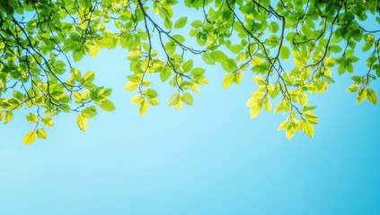 Obraz premium Green Leaves Against Blue Sky