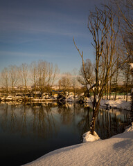 Lake view in winter, this lake is abandoned mine.