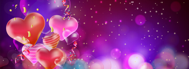 Heart shape with bokeh abstract banner background graphic