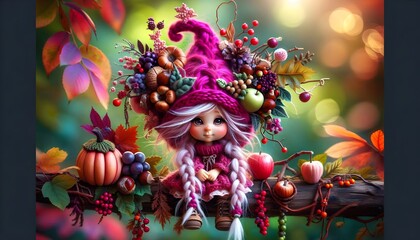 Naklejka premium Halloween Encantado: Pequeños Espíritus del Otoño