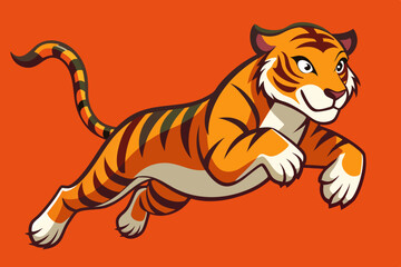 , Cute jumping tiger vector art illustration