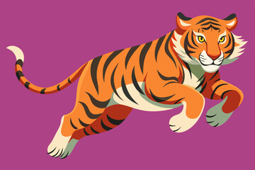 , Cute jumping tiger vector art illustration