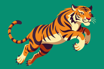 , Cute jumping tiger vector art illustration