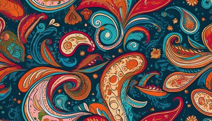 Seamless pattern with multicolor Paisley print