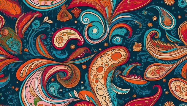 Seamless pattern with multicolor Paisley print