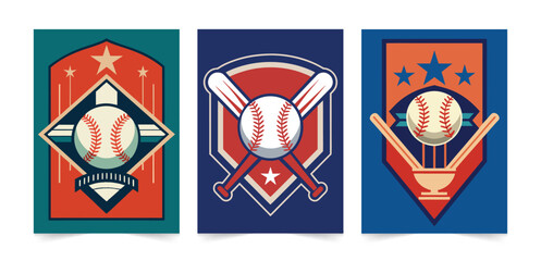 Baseball tournament vintage design layout for poster, flyer, banner template for sports event.