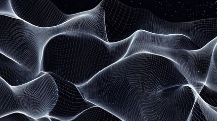 A futuristic wire mesh design collection showcasing geometric line art, with editable stroke for modern tech aesthetics