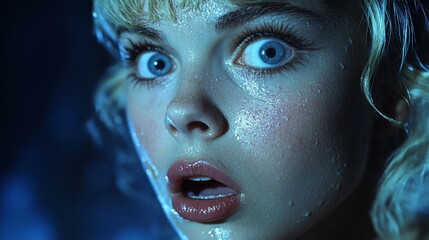 Vintage 1980s Horror Scream Queen - Dramatic Close-Up Expressions