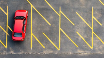 A sleek car parked in a well-organized parking lot, showcasing its stylish design and modern features. The car stands out against the backdrop of neatly lined parking spaces, with clear markings