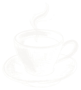 steaming coffee cup on saucer sketch clip art preview