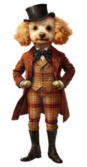 Naklejka premium PNG Poodle costumes wearing victorian fashion outfit animal vintage canine.