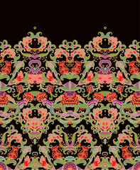 Floral ornament, border vector pattern, ornamental laced design, on dark background