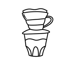 hand drawn v60 coffee filter on glass cup