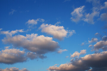 Blue sky with clouds, beautiful background, nature.