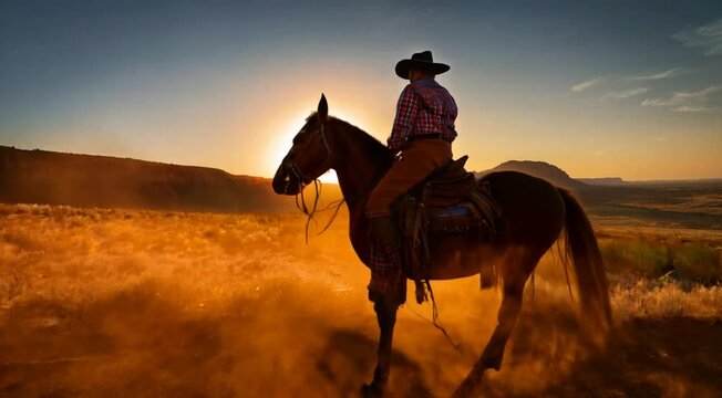 vaqueiro no por do sol 