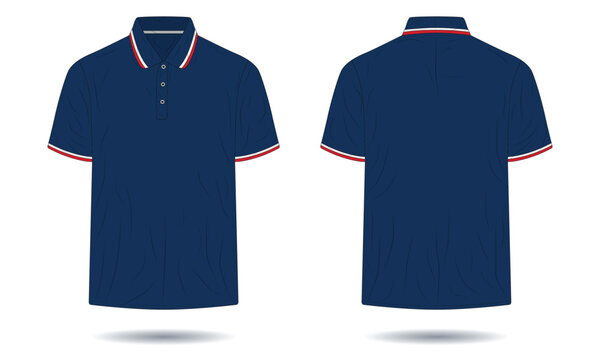 Modern navy blue striped polo shirt mockup