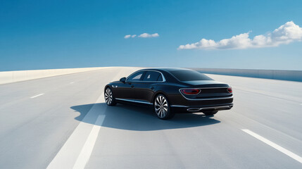 Elegant Black Luxury Car on Open Road