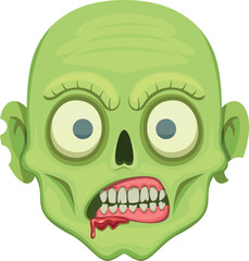 Zombie head cartoon icon. Evil undead monster