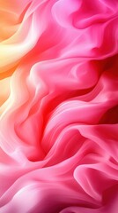 Obraz premium Abstract silk fabric in pink and orange flowing waves, creating a smooth and elegant texture.