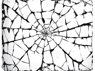 Obraz premium Cracked glass with sharp jagged edges, resembling spider web pattern
