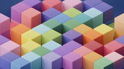 Naklejka premium Pastel-colored 3D render of floating cubes in space