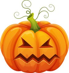 Carved pumpkin face emoji. Cartoon halloween mascot