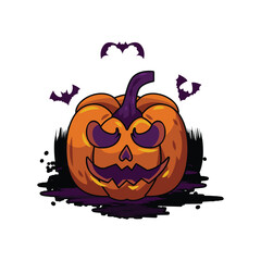Illustration drawing scary face halloween pumpkin graphic