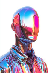 Holographic mannequin. Chrome texture