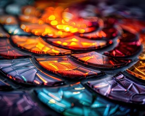 Fototapeta premium Glass mosaic with vibrant colors, artistic and intricate, Artisan, Bright hues, Photograph, Decorative art