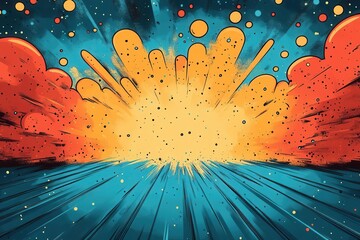 a blank comicstyle background features bold colors and playful graphics inviting creativity and imagination for storytelling or artistic endeavors