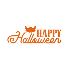 Halloween typography design on plain white transparent isolated background for card, shirt, hoodie, sweatshirt, apparel, card, tag, mug, icon, poster or badge, Happy Halloween