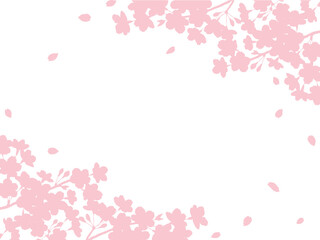桜のシルエットイラストのフレーム