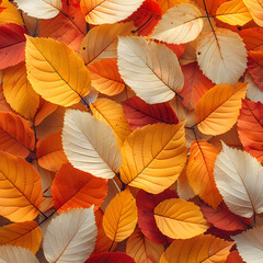Obraz premium Vibrant autumn foliage pattern with red, orange, and yellow leaves