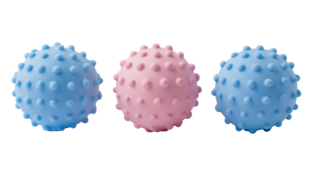 Foam massage ball set on white background 