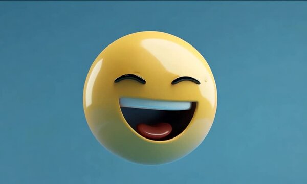 Icone laughs against a blue background.