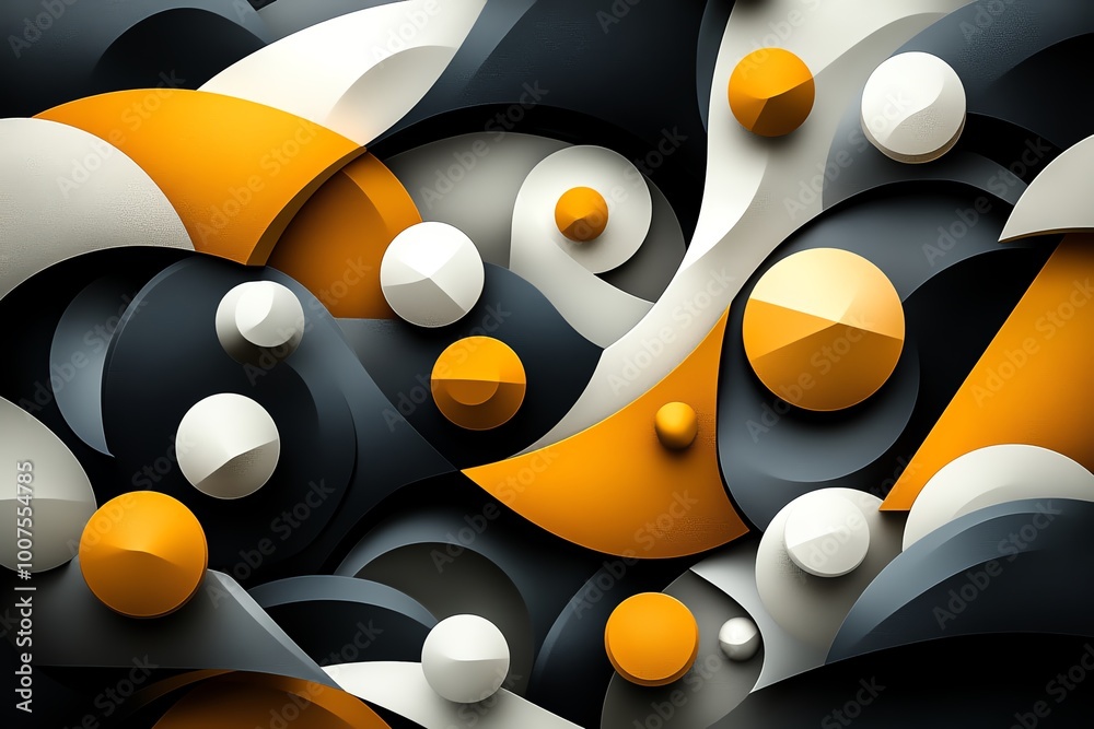 Poster geometric representation of vegetarian stir-fry, using abstract shapes to depict tofu and vegetables