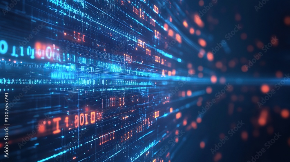 Poster abstract data flow background with digital elements