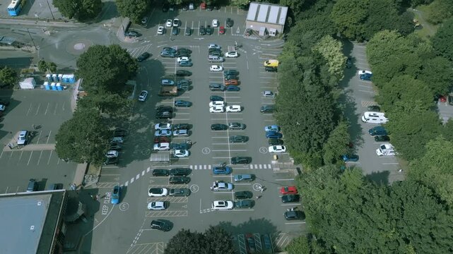 Aerial video of car park in Ripon