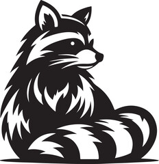 Obraz premium Black white Raccoon silhouette vector art illustration