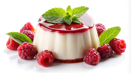 panna cotta dessert with raspberry