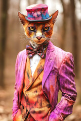 Obraz premium Sophisticated Cat in a Colorful Suit 