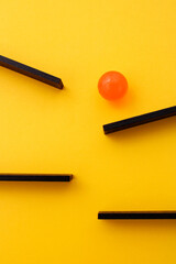 Sphere falling pushing obstacles in the way