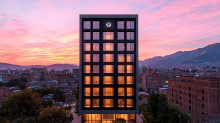 Fototapeta premium Modern Architecture Cityscape Sunset Bogota Colombia