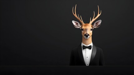 Deer in Tuxedo Striking an Elegant Pose with a Serene Expression