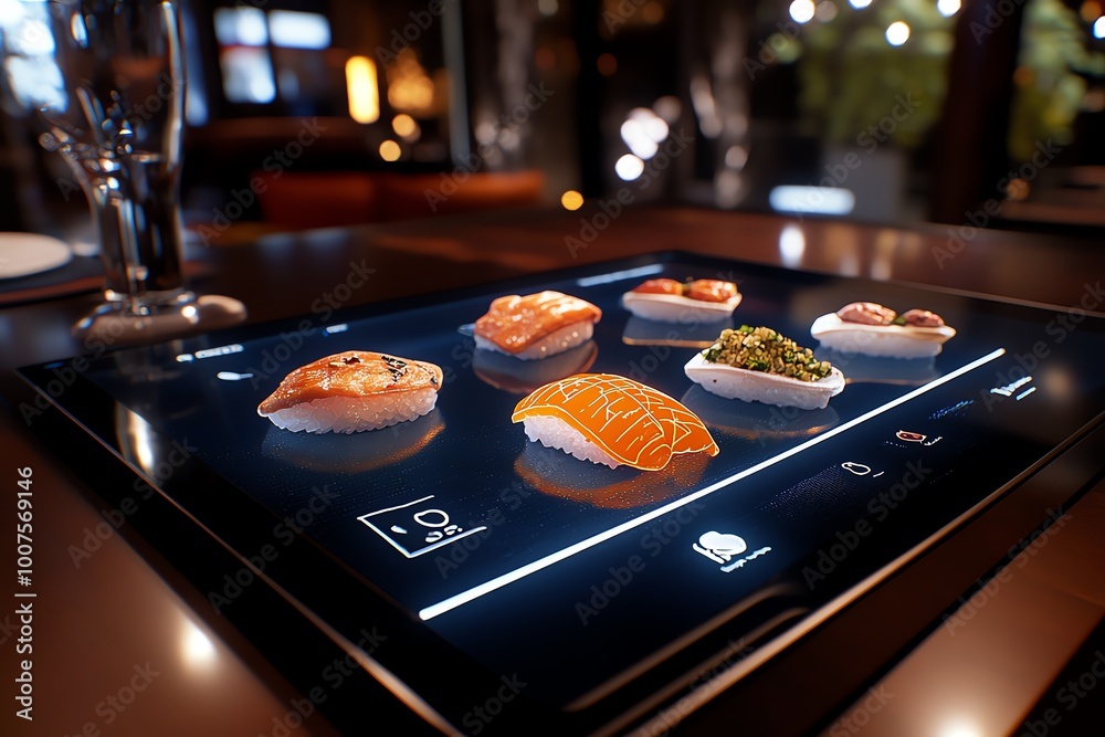 Poster interactive 3d digital meal planning board for a blood type diet, where users can explore animated f