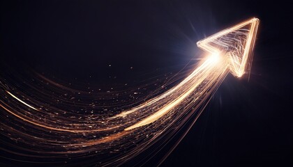 A glowing arrow in motion, symbolizing direction, progress, and energy against a dark background.